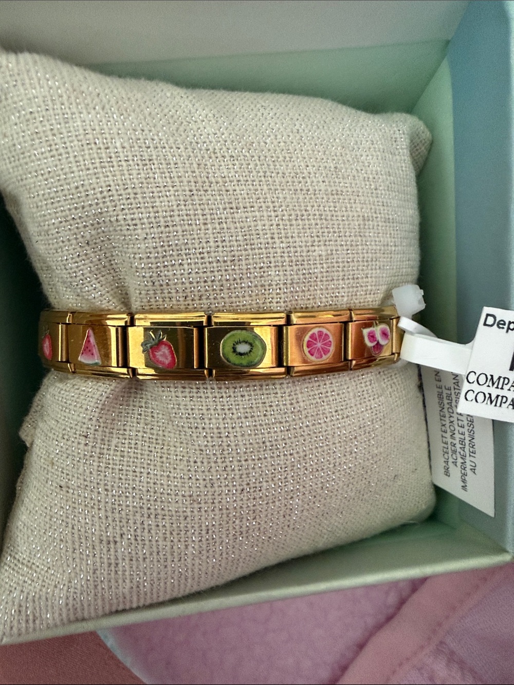Gold Fruit Italian charm bracelet